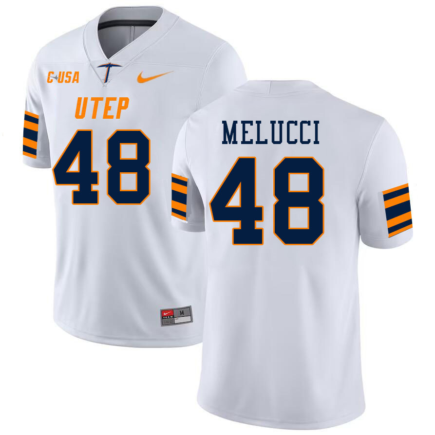 Men-Youth #48 Julian Melucci UTEP Miners 2023 College Football Jerseys Stitched Sale-White